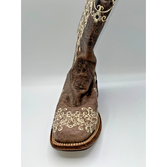 Corral Women's Crater Bone Embroidery Brown Square Toe Boots A2663 9M Wedding - Picture 14 of 16